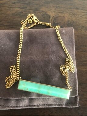 Gold Chain Necklace with Turquoise Bar Pendant